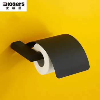 

Free shipping New arrive black color bathroom accesories modern toilet paper holder with cover 18233