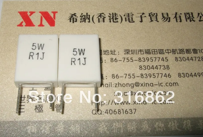 20 шт./лот 5 Вт 0.1R 5W0. 1R 0.1OHM неиндуктивность цемента сопротивление Керамический резистор Комплект Электронных Компонентов