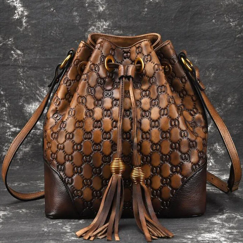 Новая ретро натуральная кожа женская сумка через плечо для женщин Повседневная модная классическая сумка-мессенджер дизайнерская роскошная сумка-мешок
