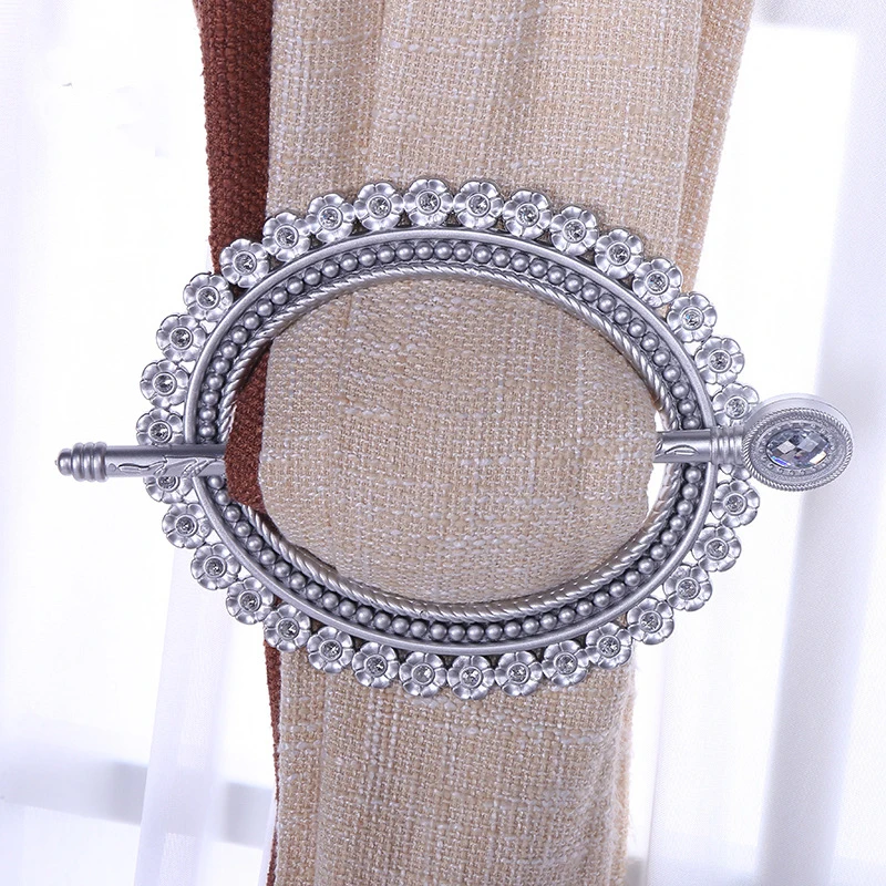

1 Pair/ 2 Piece Creative Crystal Diamond Disc Ring Rome Hoop Buckle Curtain Clasp Accessories Circle Plastic Curtain Tieback