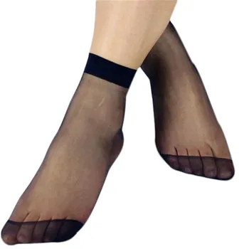 

Durable Summer Style calcetines 10 Pairs Women's Socks Crystal Thin Transparent Thin Silk Sock harajuku