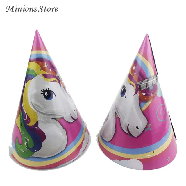 6pcslot unicorn theme party paper caps hats for kids children happy