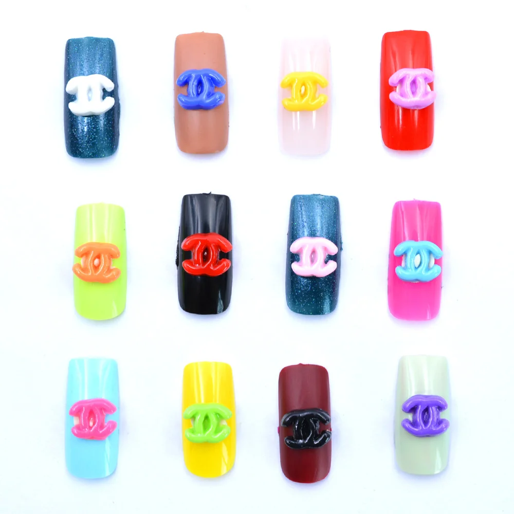 

100pcs/pack 3D Brand Name CC Nail accessories DIY Logo Nail Art Decorations