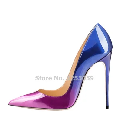 ALMUDENA Gradient Color Patchwork Patent Leather High Heel Shoes 12CM Thin Heel Dress Pumps OL Ladies Daily Footwear Party Shoes ALMUDENA Gradient Color Patchwork Patent Leather High Heel Shoes 12CM Thin Heel Dress Pumps OL Ladies Daily Footwear Party Shoes