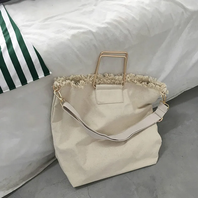 

2019 Designer Women Large Shopping Handbag Casual Tote Bag Lady Solid Canvas Beach Bag Fabric Shoulder Bag Women Bag
