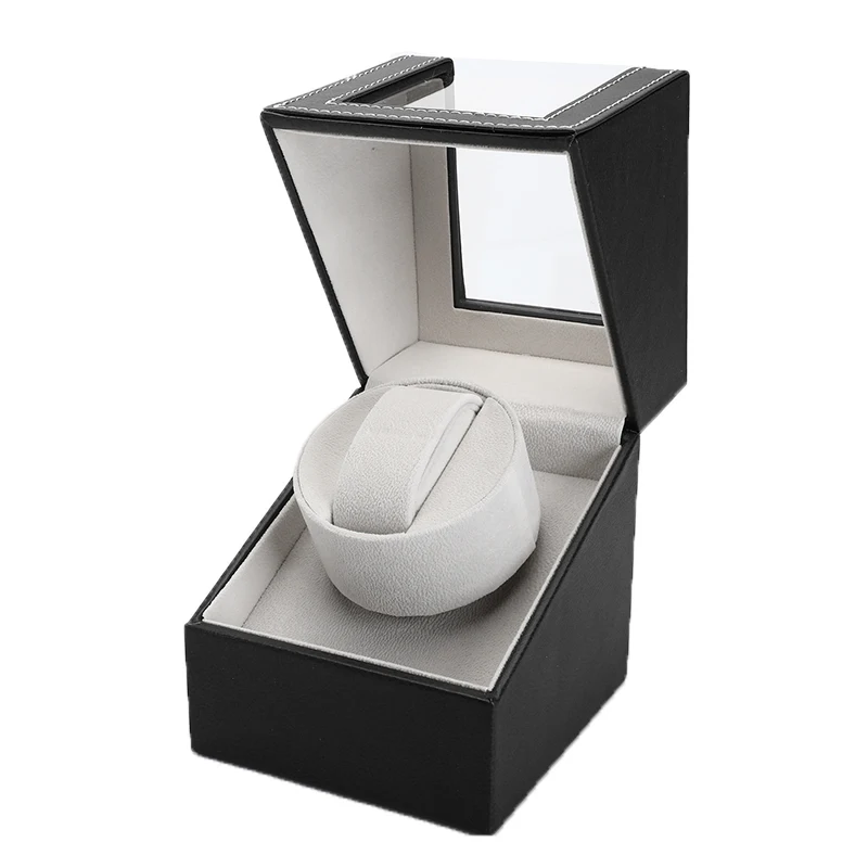 Черный Кофе дисплей часов, корпус Американский переходник PU Watch Winder часы BoxWinding ювелирные изделия лучший подарок - Цвет: Black grey