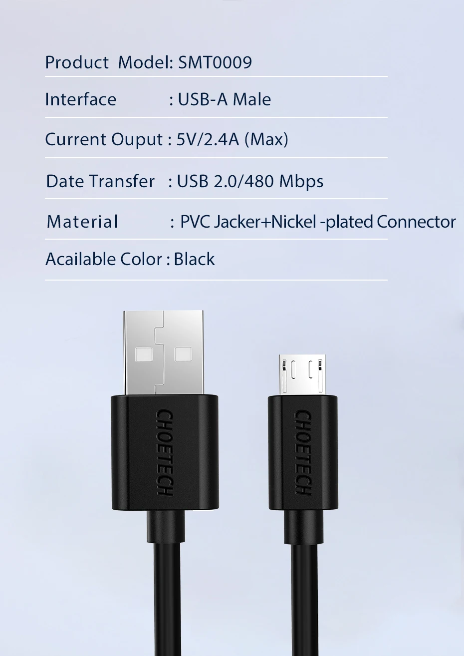 CHOETECH Micro USB Кабель 2.4A Нейлоновый Шнур для Зарядки Телефона USB-кабель Провод для Быстрой Зарядки для Samsung s Huawei Xiaomi HTC LG Планшет Android зарядное устройство для телефона Кабель micro usb