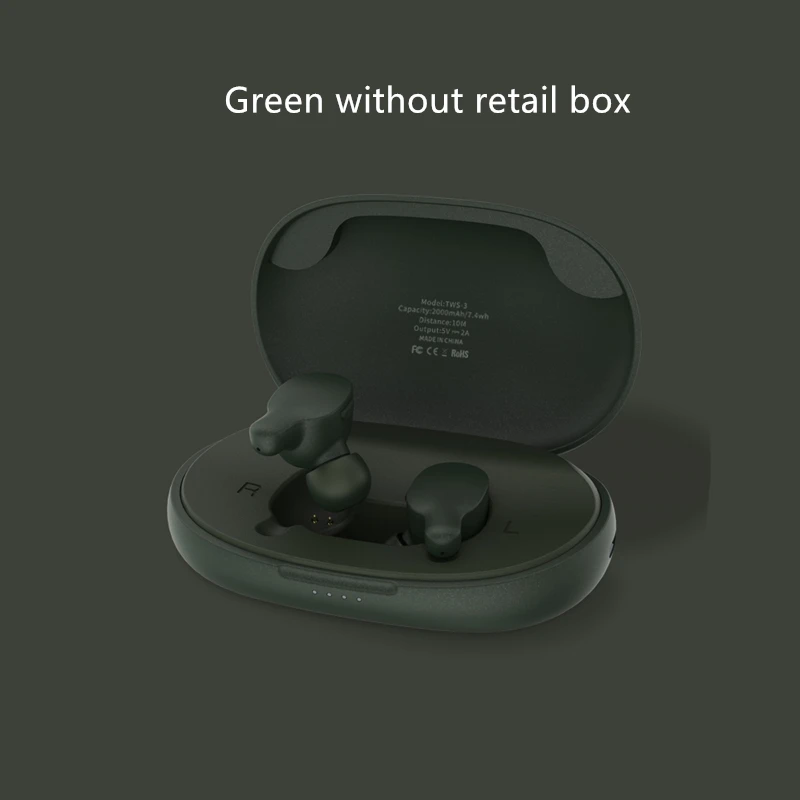 Remax TWS-3, беспроводная гарнитура, Bluetooth, наушники, наушники-близнецы, наушники с зарядным устройством, 2000 мА/ч, внешний аккумулятор для телефона - Цвет: green no retail box