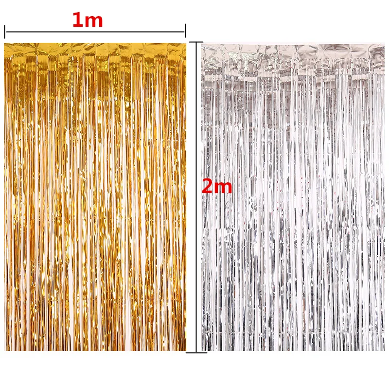 1 шт. 2 метра Золотая фольга бахрома занавеска мишура струна блестящая Мерцающая свадебная фотография сценический фон день рождения украшение для вечеринки