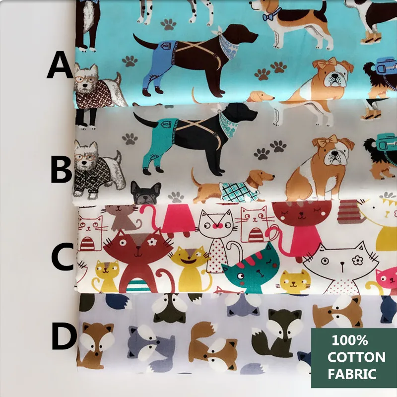

160CM*50CM DOG CAT nursery cotton fabric sewing baby cloth infant linens kids bedding quilting tecidos patchwork sewing tissue