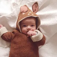 Рождественский костюм оленя для маленьких девочек от 12 месяцев до 4 лет, кардиган для маленьких мальчиков, вязаный свитер в горошек с животными, верхняя одежда