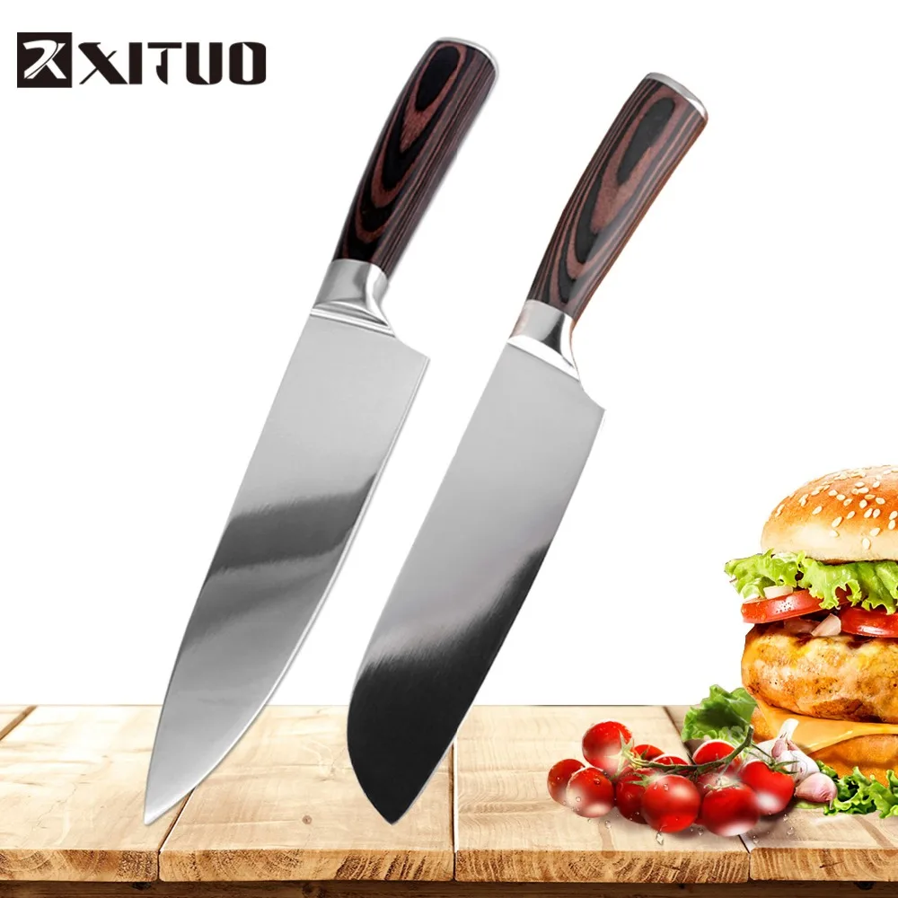 XITUO "+ 8" дюймовый кухонный нож Santoku Японский стальной лезвие бритвы острый высокоуглеродистой нержавеющей стали резки шеф-повара инструменты для приготовления пищи