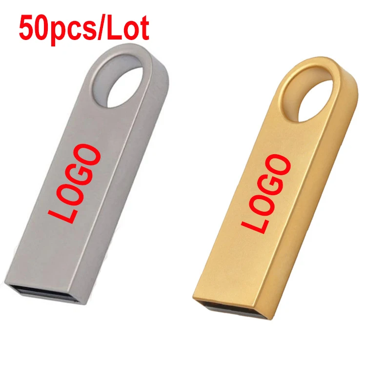 

50pcs/Lot hot selling usb flash drive metal usb flash drive pen drive 2GB 4GB 8GB 16GB 32GB pendrive memory stick Custom Logo