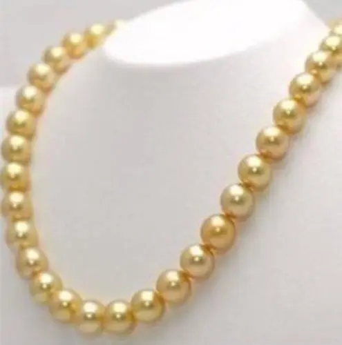 

fast10mm Gold South Sea Shell Pearl Necklace 25" AAA