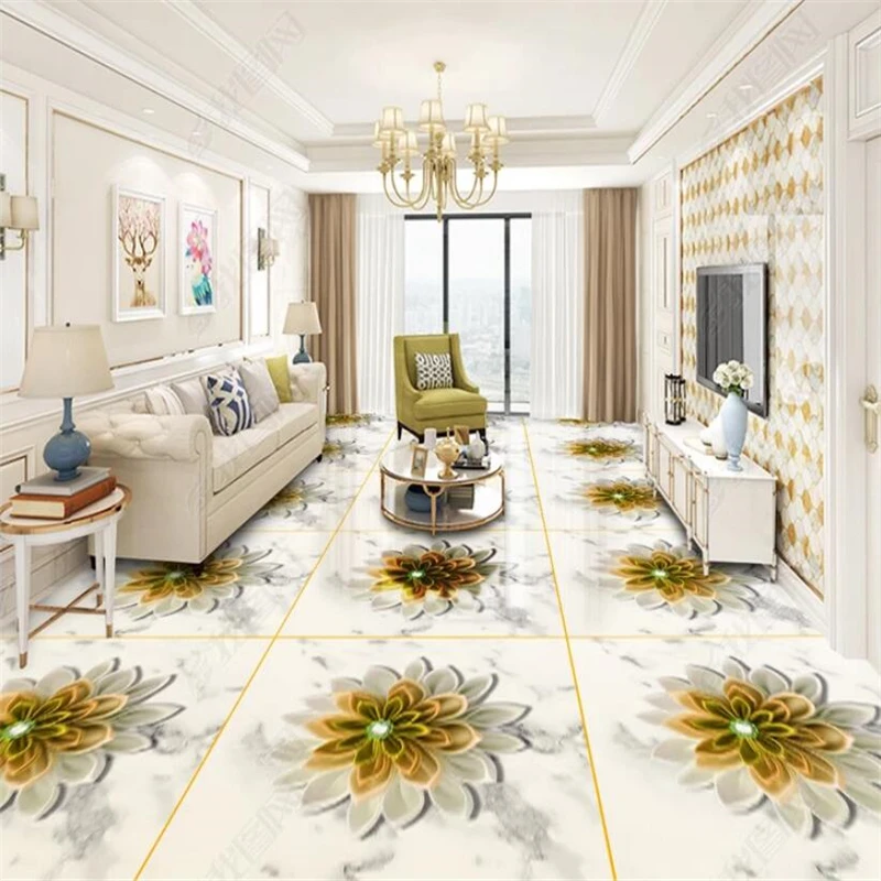 beibehang Large floor murals custom living room bedroom kitchen and
European three-dimensional stone parquet floor murals