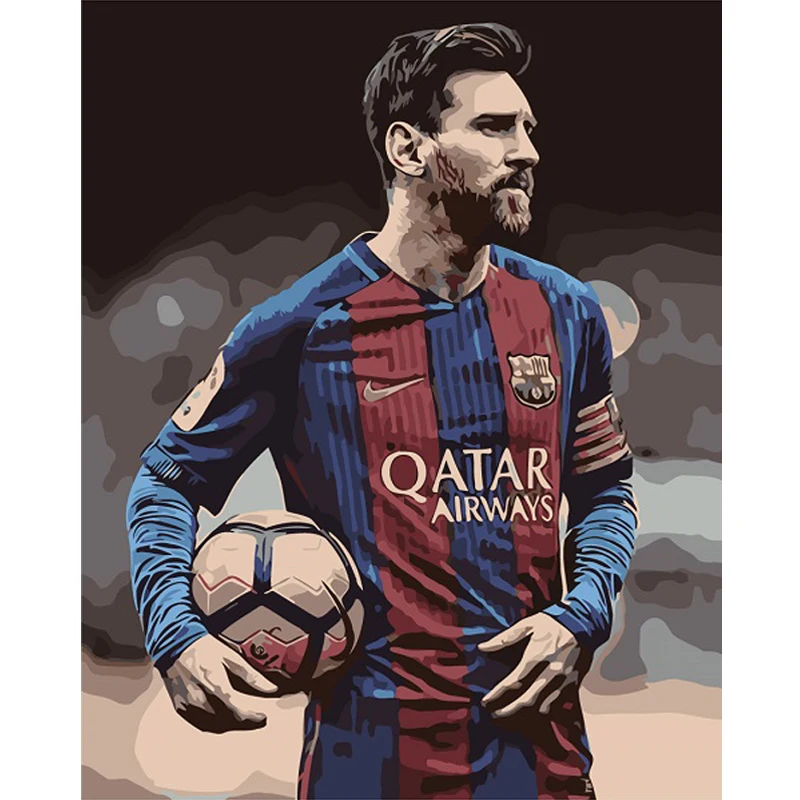 

DIY Oil HandPainted Painting Coloring By Number Footballer Lionel Messi On Canvas Wall Paints Art Picture Frameless