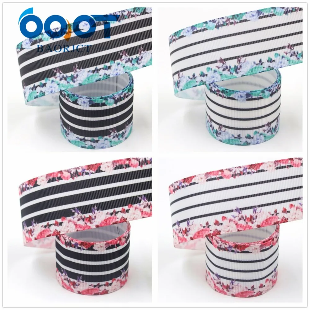 OOOT BAORJCT I-19628-1539,38mm 10yards flower Thermal transfer Printed grosgrain Ribbons,tape crafts,bow cap DIY accessories