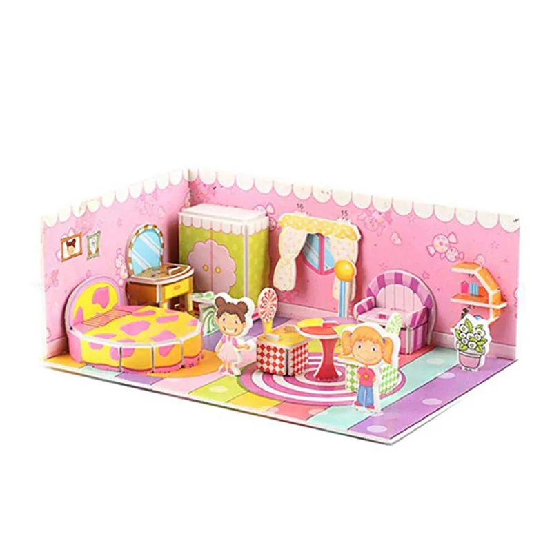 

HIINST Puzzle DIY Cartoon Play house toy Gift Cottage Handmade Puzzle Snow Model Decoration Early Learning toy BB#