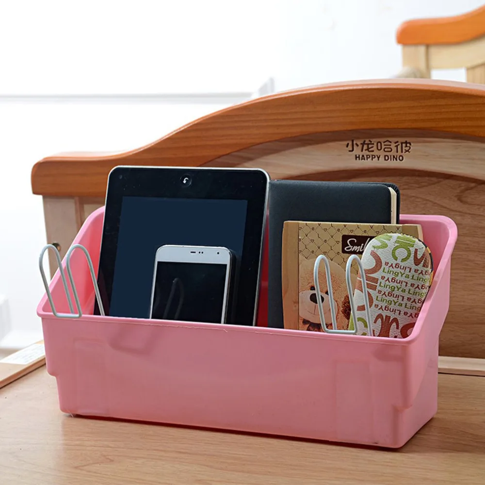 طالب السرير شنقا سلة متعددة الوظائف سلة التخزين مع هوك المنزل عنبر المنظم الهاتف مجلة حامل كتب