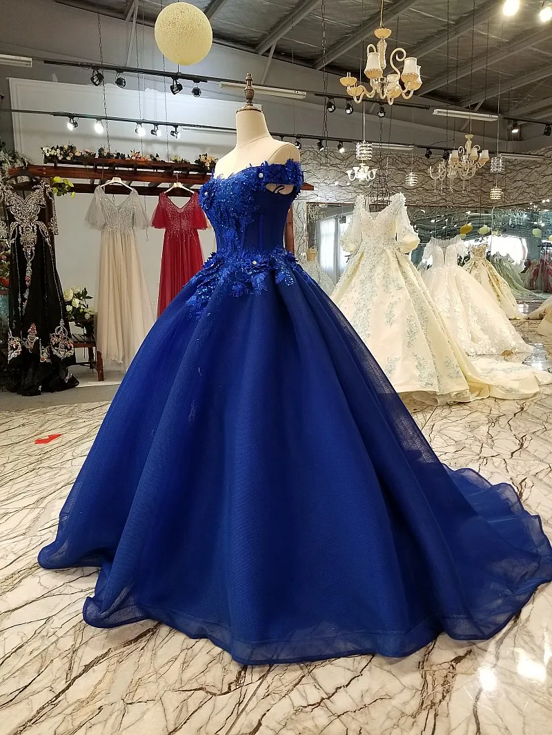 HSDYQ роскошные королевские синие свадебные платья с объемным цветком в пол Vestidos De Novia изумительное свадебное платье большое свадебное платье