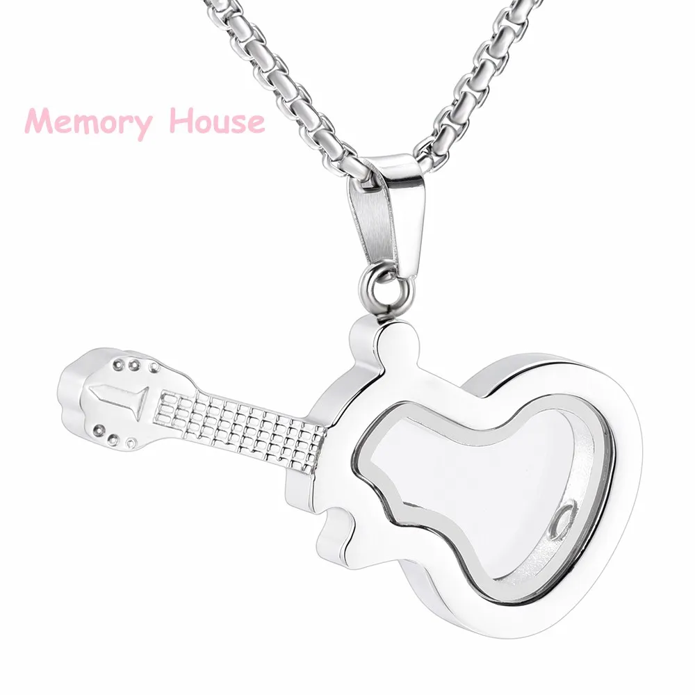 JJ001 Personalized Double Glass Guitar Cremation Necklace For Women Men