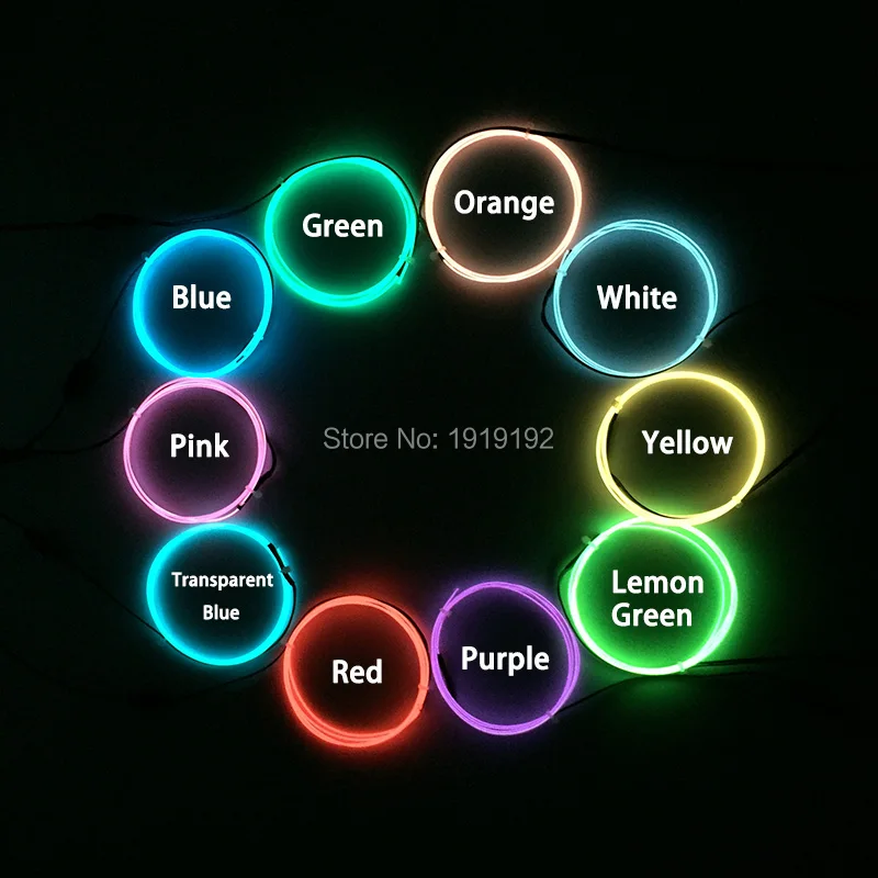 

Many types 1Meters 1.3mm multicolor Flexible Led Neon thread light EL Wire Rope Tube With EL driver For DIY party Decoration