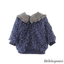 Коллекция года, платье для маленьких девочек, свитер, новая зимняя и осенняя бархатная сетчатая рубашка с кукольным верхом