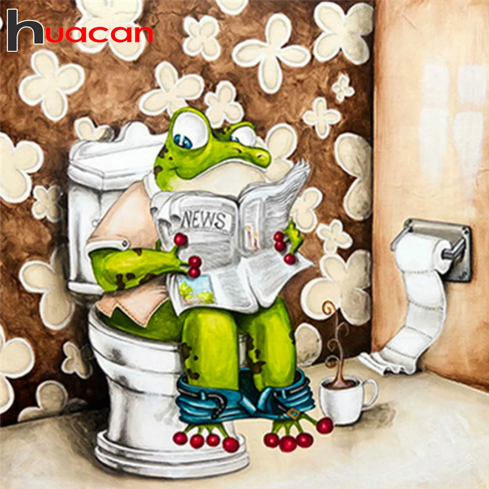 

Huacan DIY Diamond Mosaic Full Layout Frog Diamond Embroidery Icons Complete Kit Scenic Picture Of Rhinestones Home Decoration