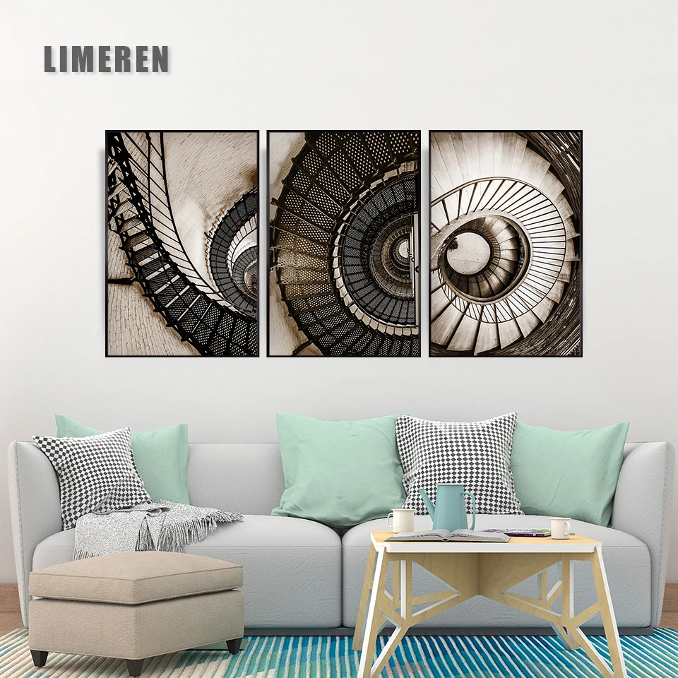 

Industrial Decor Swirl Stairs Canvas Painting Wall Art Poster And Print For Living Room Aisle Studio HD Abstract Home Decoration