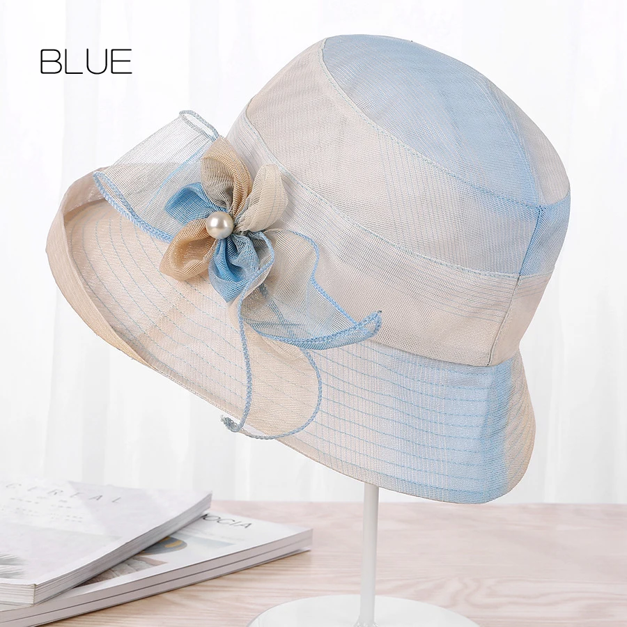 Новая мода цветочный принт летние шляпы для женщин Путешествия головной убор пляжная кепка s козырьки шляпа, Панама для защиты от солнца девушки соломенная Кепка - Цвет: BLUE