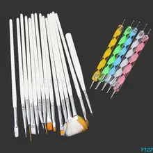 15Pc Nail Art Design Brushes + 5Pc Dotting Painting Drawing Polish Pen Tools Kit-Y107