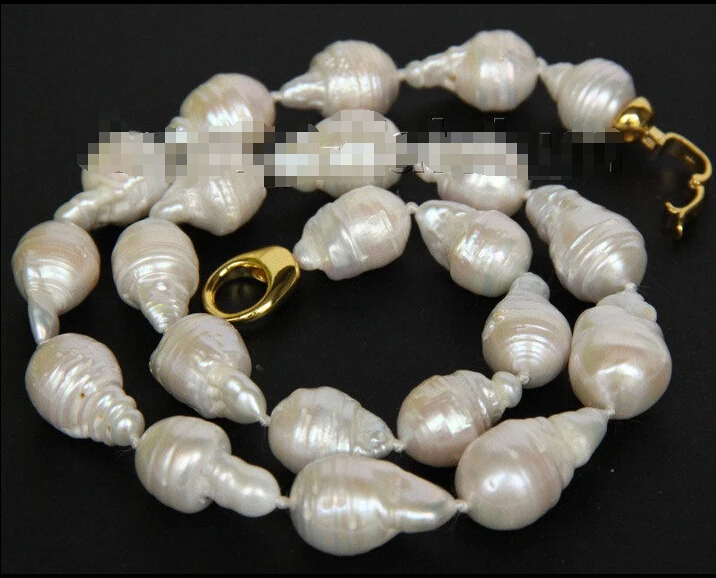 

Free shipping >>>>>>natural 18" 21mm baroque white Reborn keshi pearls necklace j10013