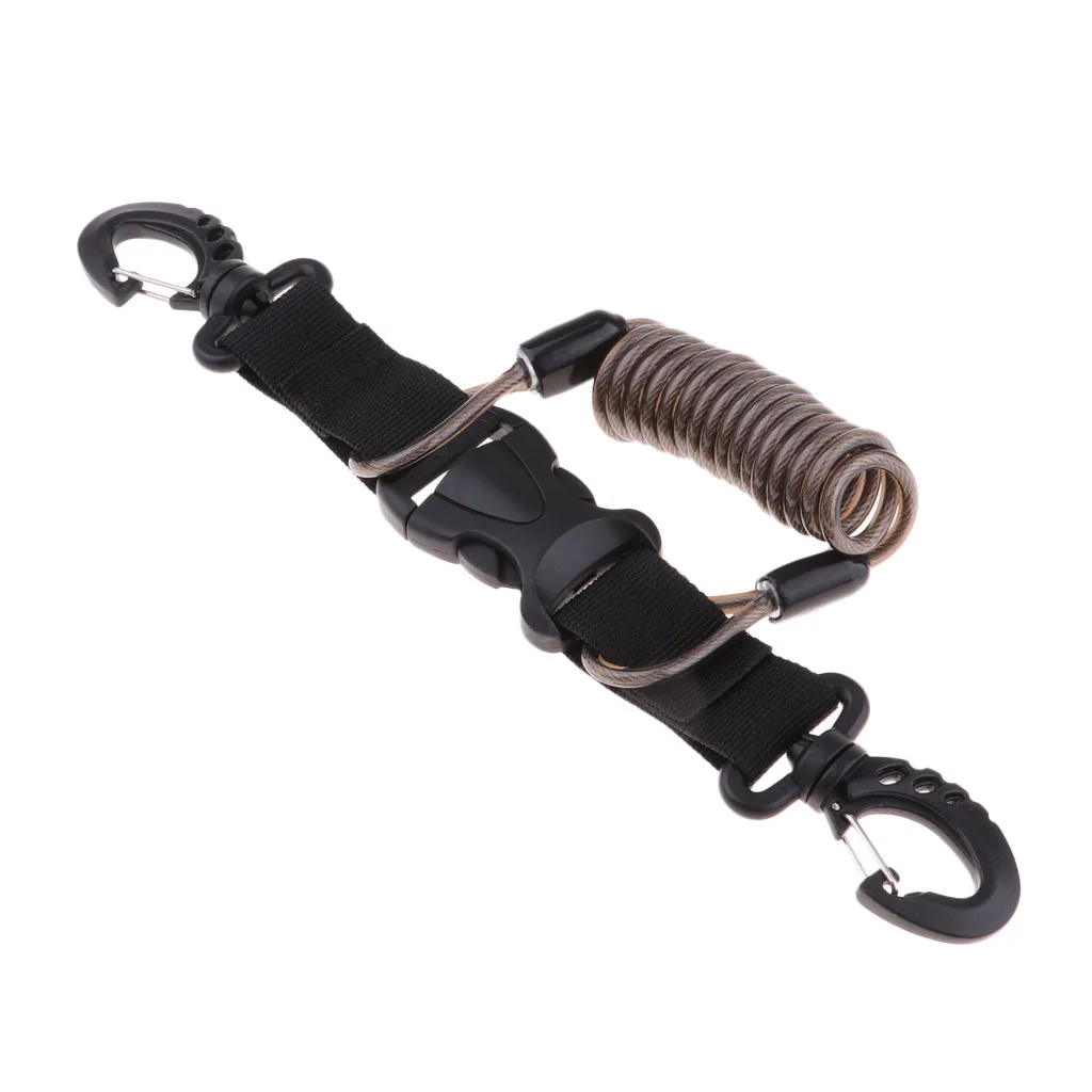 Stainless Steel Scuba Diving Lanyard  Spring Coiled Lanyard with Quick Release Buckle for Underwater Cameras Lights Torch 