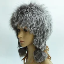 High quality women winter hats genuine fox fur hats knitted silver fox fur caps female caps skullies beanies