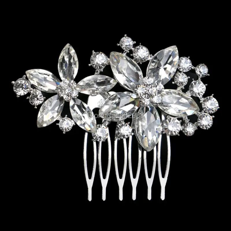 Beautiful Floral Wedding Hair Accessories Diamante Crystal Flower