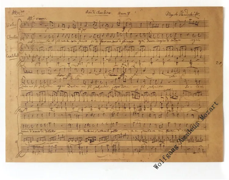 Всемирно известный музыкант рукопись старая музыка Оценка Винтажный стиль ретро бумажный плакат хорошие подарки, 1" x 11" - Цвет: Mozart