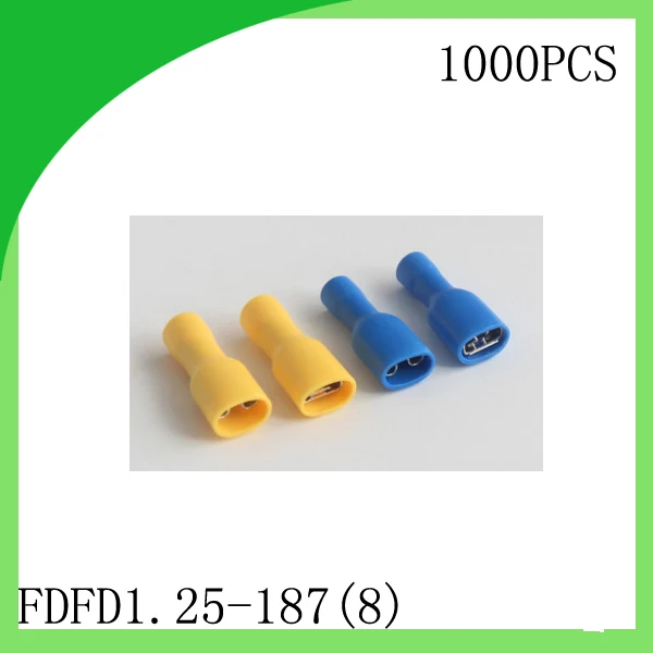 

manfacture Brass 1000 PCS FDFD1.25-187(8) cold-pressure terminal Fully insulated female connector Electrical Crimp Terminal