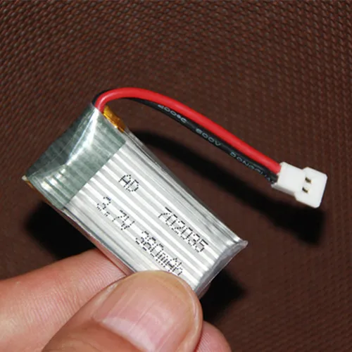 3.7V airplane lithium battery four aircraft of 702035 h107d over 380mAh