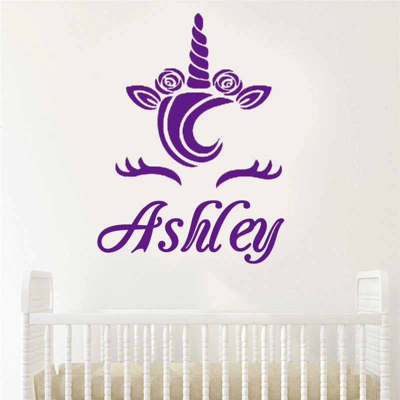unicorn name wall decal