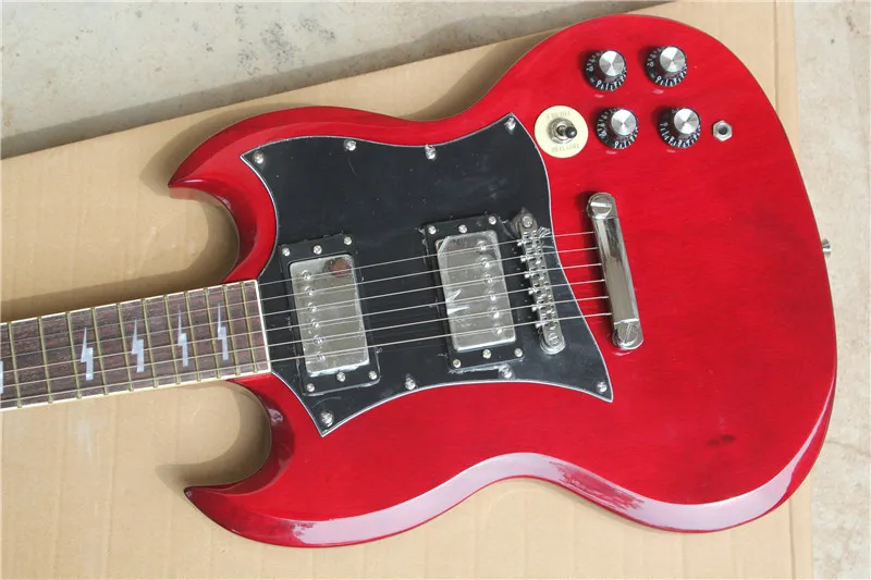 

Accept Custom Any Wood Any Style Electr Electric Guitar Guitarra 6 String Picea Built-in Tuner SG DIY Wood Black