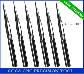 

6mm*100L,Freeshipping woodworking insert router bit,CNC taper ball nose end mill,Solid carbide Tungsten end milling,wood ,MDF