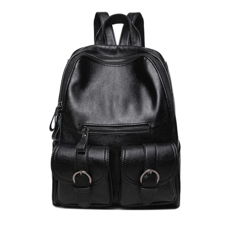 

New shoulder fashion bag female Korean version of the zipper student bag ladies multi-pocket black small backpack