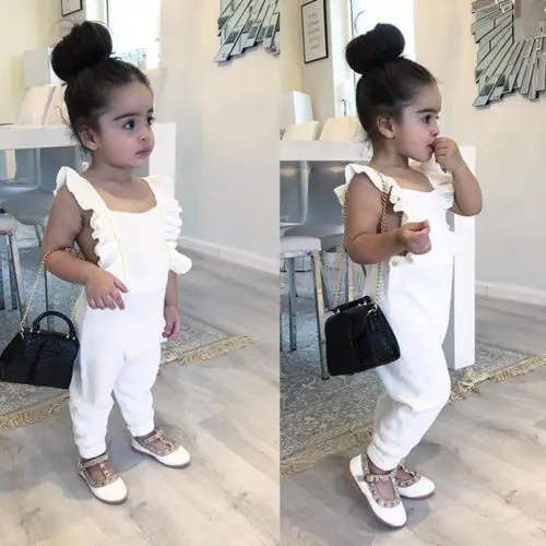 

2018 New Infant White Sleeveless Romper Summer Baby Girls Ruffle Romper Jumpsuit Backless Clothes Chidlren Outfits Playsuit