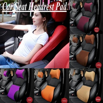 

Memory Cotton Car Headrest Pillow Leather Neck Pillow Pad Seat Lumbar Cushion PU Leather Multifunctional Adjustable Colors