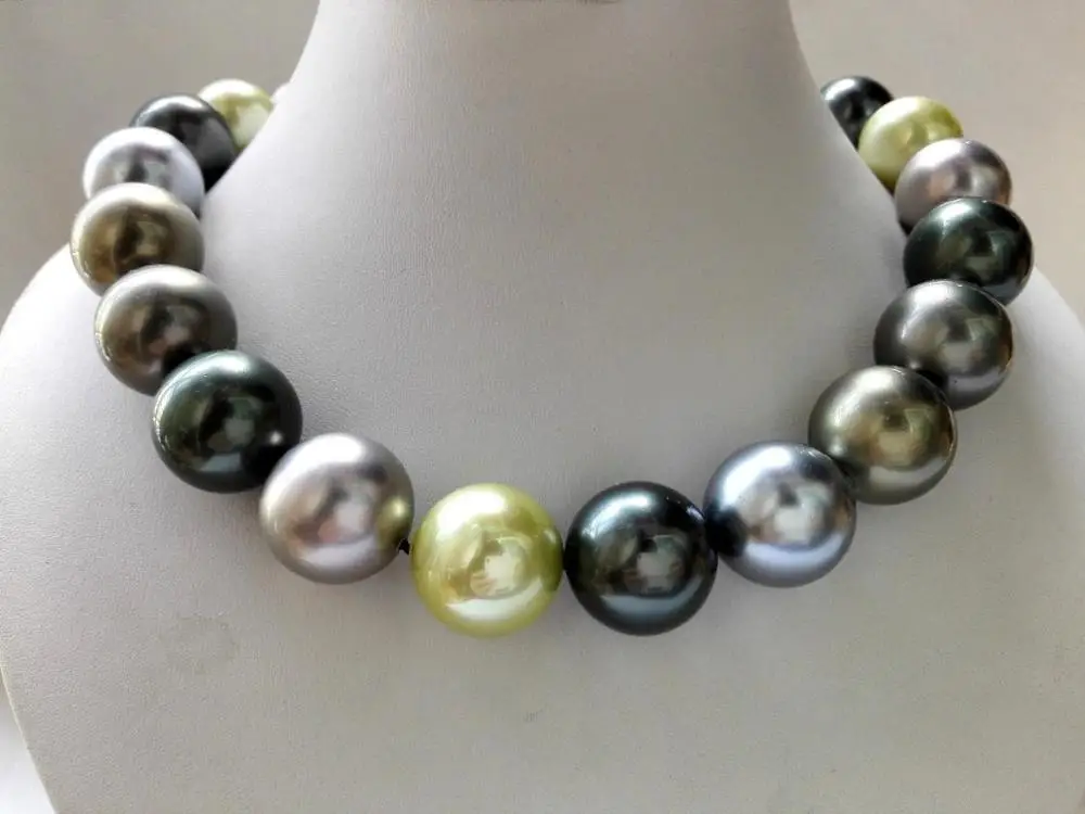 

round south sea mother of pearl bib necklace everyday mixed color 20mm toggle
