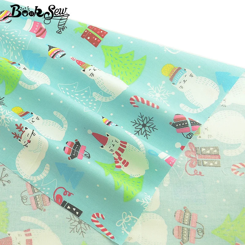 Booksew 100% хлопок саржевая ткань 160 принт синий снеговик лоскутное шитье тканевый