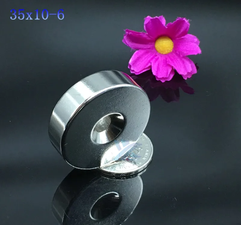 1pc 35x10mm hole 6mm N35 Neodymiu magnet 35*10 hole 6mm strong Disc Nd-Fe-B Neodymium Magnet Art Craft Connection free shipping