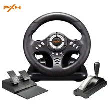 PXN V18S Illusiveness USB Wired Vibration Motor Racing Games Steering Wheel with Hand brake Pedals For PC Computer Racing Game