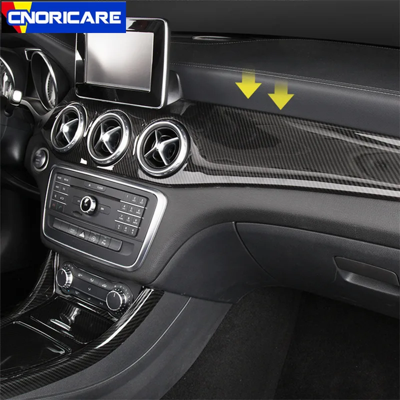 Углеродное волокно цвет центральной консоли Кондиционер панель рамка декоративная крышка для Mercedes Benz GLA X156 CLA C117 2013-18 LHD