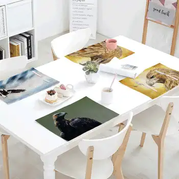 

32X42Cm Cotton Linen Placemat Animal Pattern Serviette De Table Tissu Restaurant Family Table Kitchen Supplies Napkins Serwetki